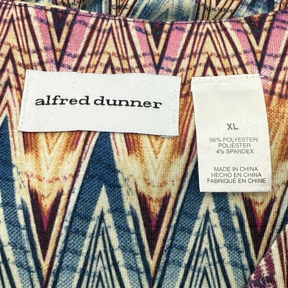 Alfred Dunner Blue White Purple Gold Motif 3/4 Sleeve Top Womens XL Shirt - Picture 3 of 5